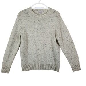 Grayson & Dunn Mens Wool Blend Donegal Speckled Crewneck Sweater Oatmeal Medium